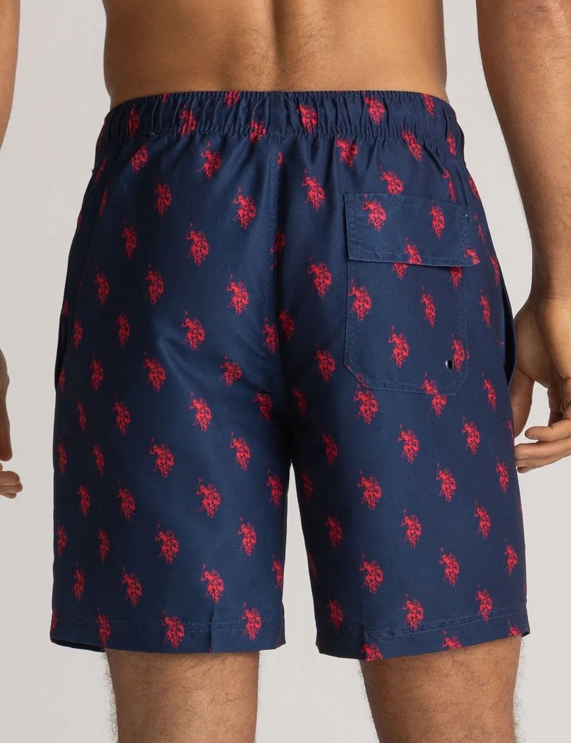 Мужские шорты для плавания U.S. Polo Assn. 7" All Over Logo Print, темно-синий — фото 2