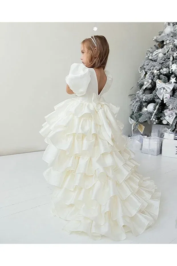 Детское платье для девочек с бантом Asel Kids, White — фото 4
