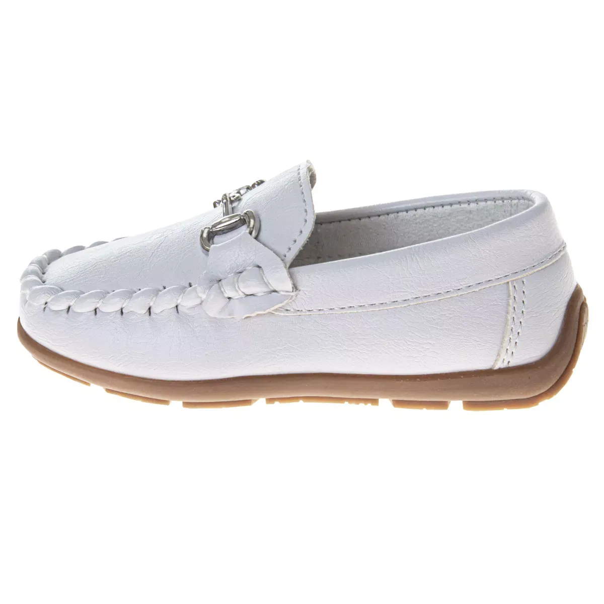 Детские туфли-лоферы для мальчиков с круглым носом Penny Loafer Casual Slip-On Moccasin Flats Josmo Shoes, White — фото 2