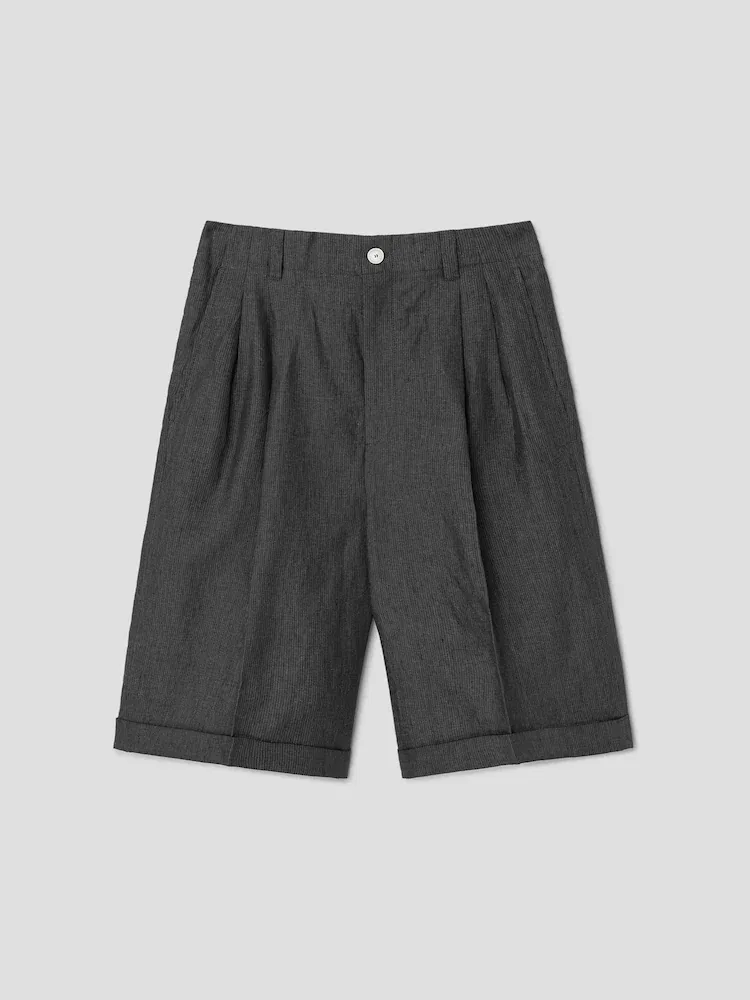 Шорты плиссированные Bermuda из льна, модель Pastro JACQUEMUS, Dark Grey