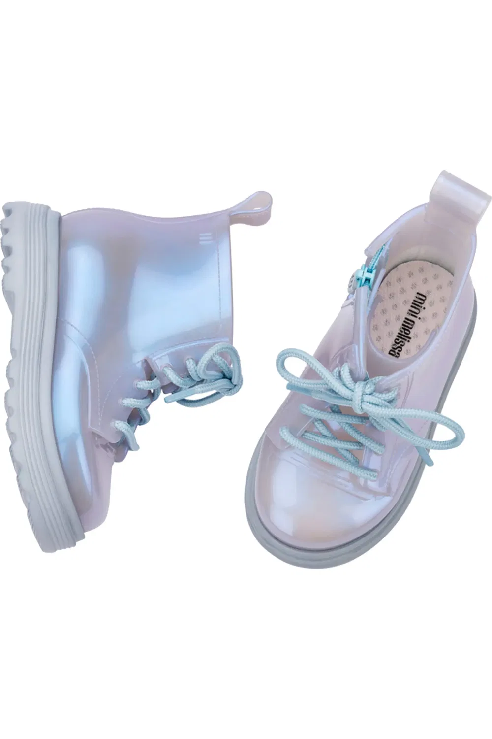 Детские ботинки комбат с боковой молнией Coturno Mini Melissa, Blue/Pearly Blue — фото 4