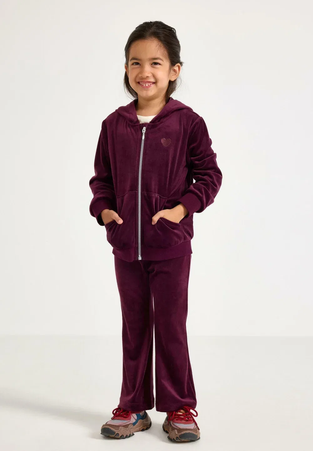 Велюровая толстовка на молнии Lindex, Dark Lilac