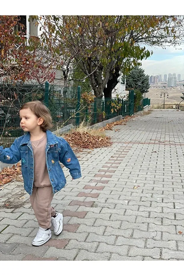 Джинсовая куртка с цветочным принтом для девочки Neli Butik — фото 3