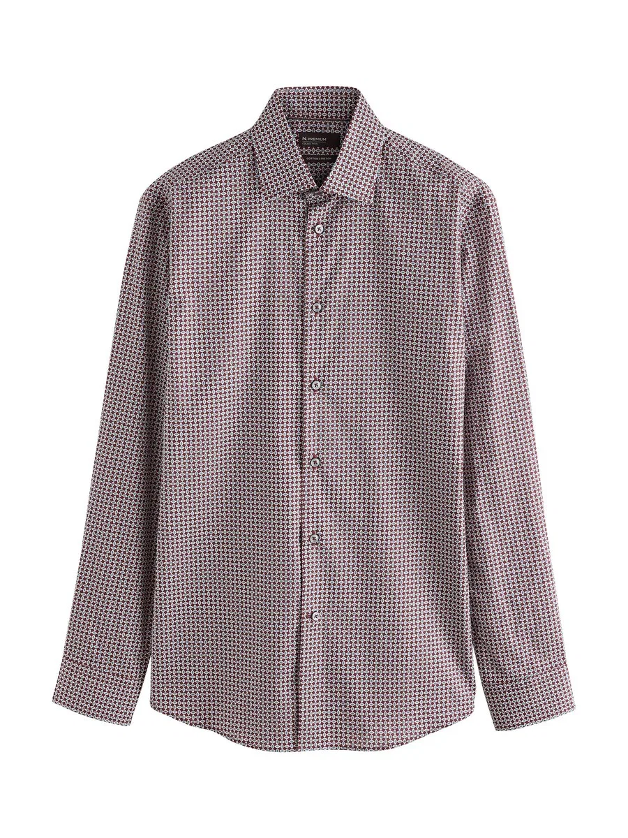 Рубашка Next Regular fit Button Up Shirt 'N. Premium' бордового цвета