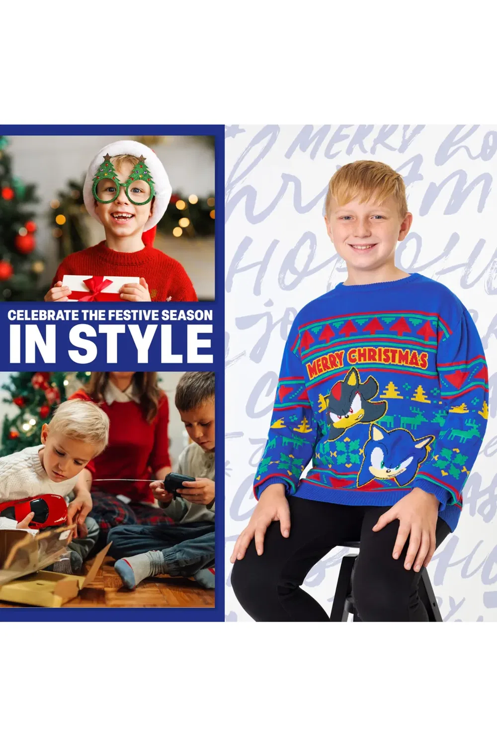 Свитшот с принтом Christmas jumper Sonic The Hedgehog, Blue — фото 3