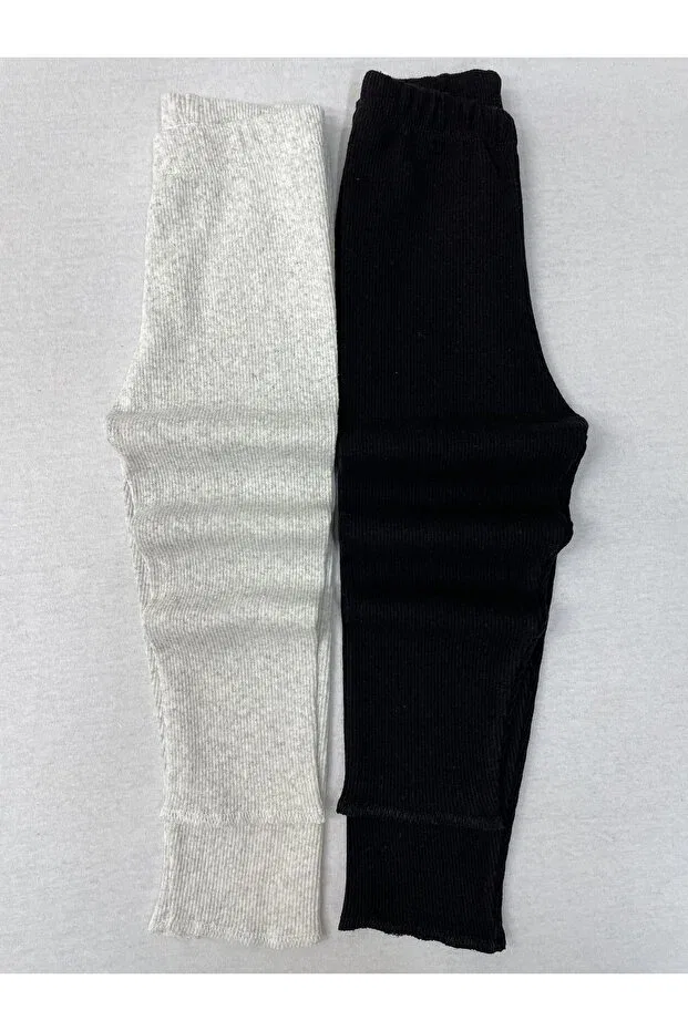 Детские леггинсы для девочек хлопковые Berat Moda, Black - Ash Gray — фото 3