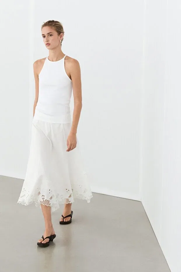 Женский топ-борцовка хлопковый Massimo Dutti, White — фото 3