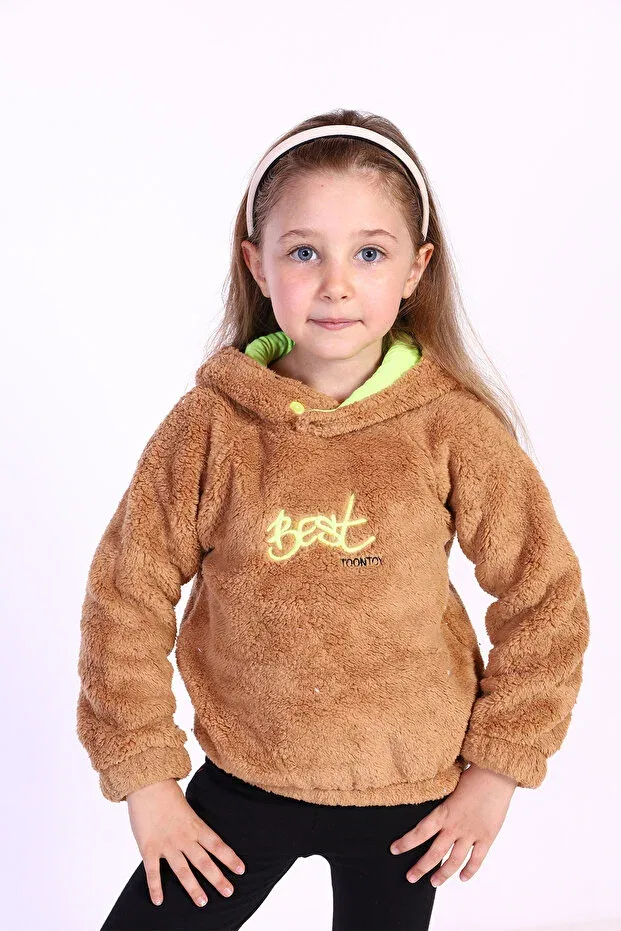 Детские свитшот для девочек с вышивкой Toontoy, Brown — фото 3
