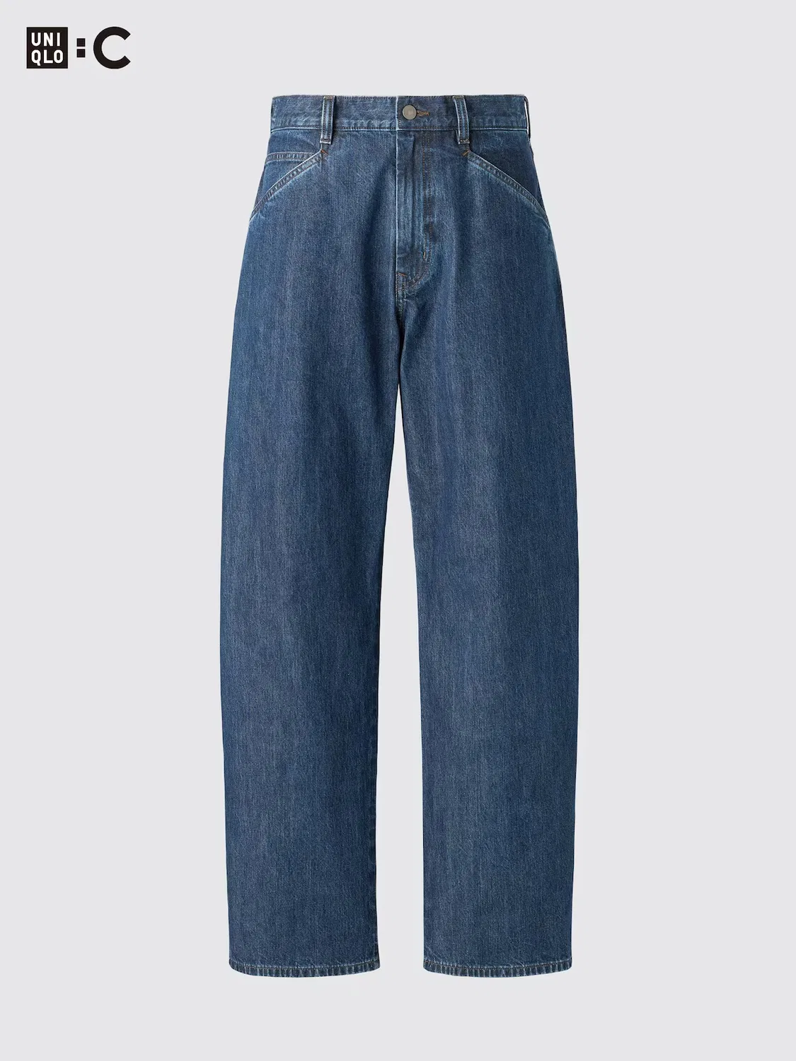 Джинсы Uniqlo, бочкообразный крой, синие — фото 3