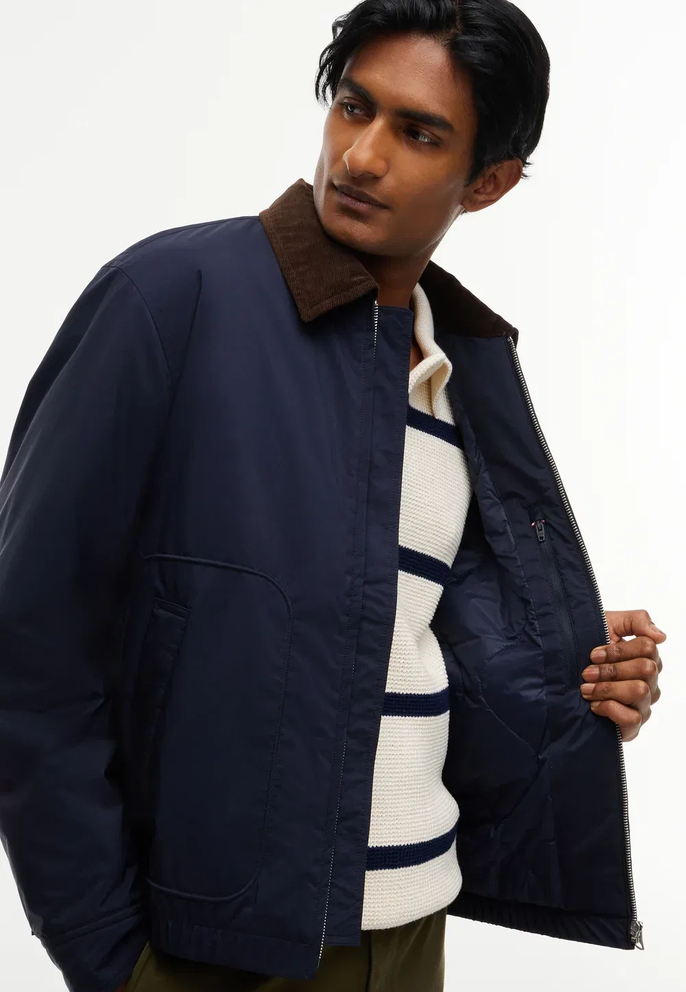 Излишки стеганой куртки-бомбера из плюща Tommy Hilfiger, Navy Blue — фото 4