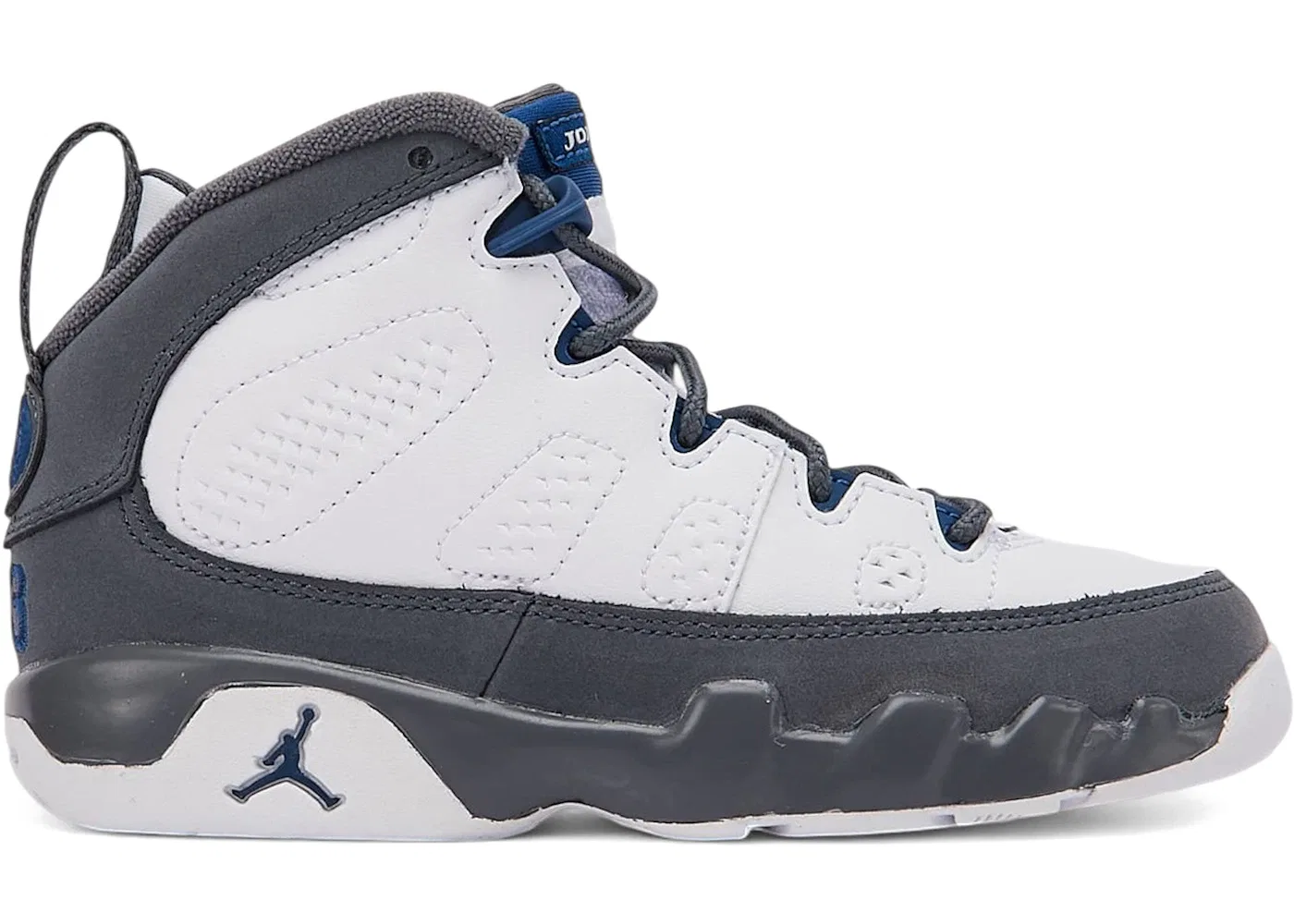 Детские кроссовки Lifestyle с контрастной расцветкой Jordan 9 Retro, White/French Blue/Flint Grey