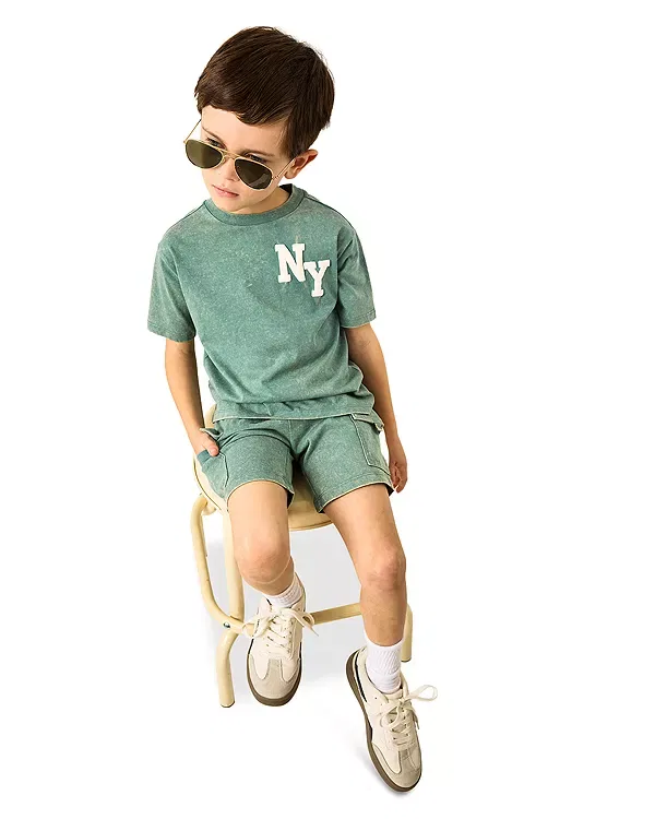 Детская футболка с принтом NY Puff Print Tee Miles The Label, Teal — фото 4
