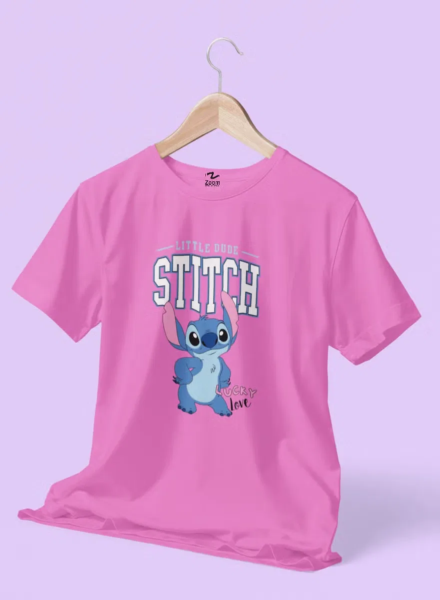 Футболка детская с коротким рукавом Little Dude Stitch Zoom, розовый