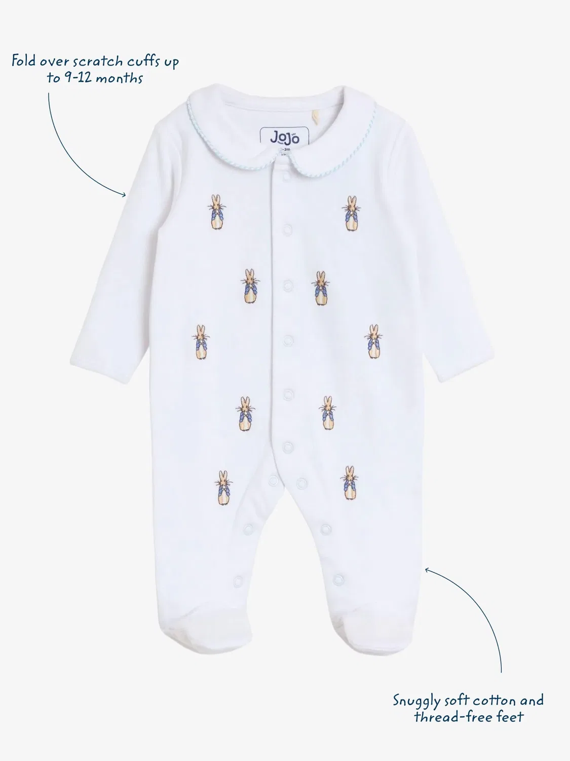 Комбинезон с вышивкой Peter Rabbit Jojo Maman Bébé, белый — фото 3