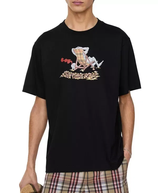 Мужская футболка с принтом Beach Knight Cotton T-Shirt Burberry, черный