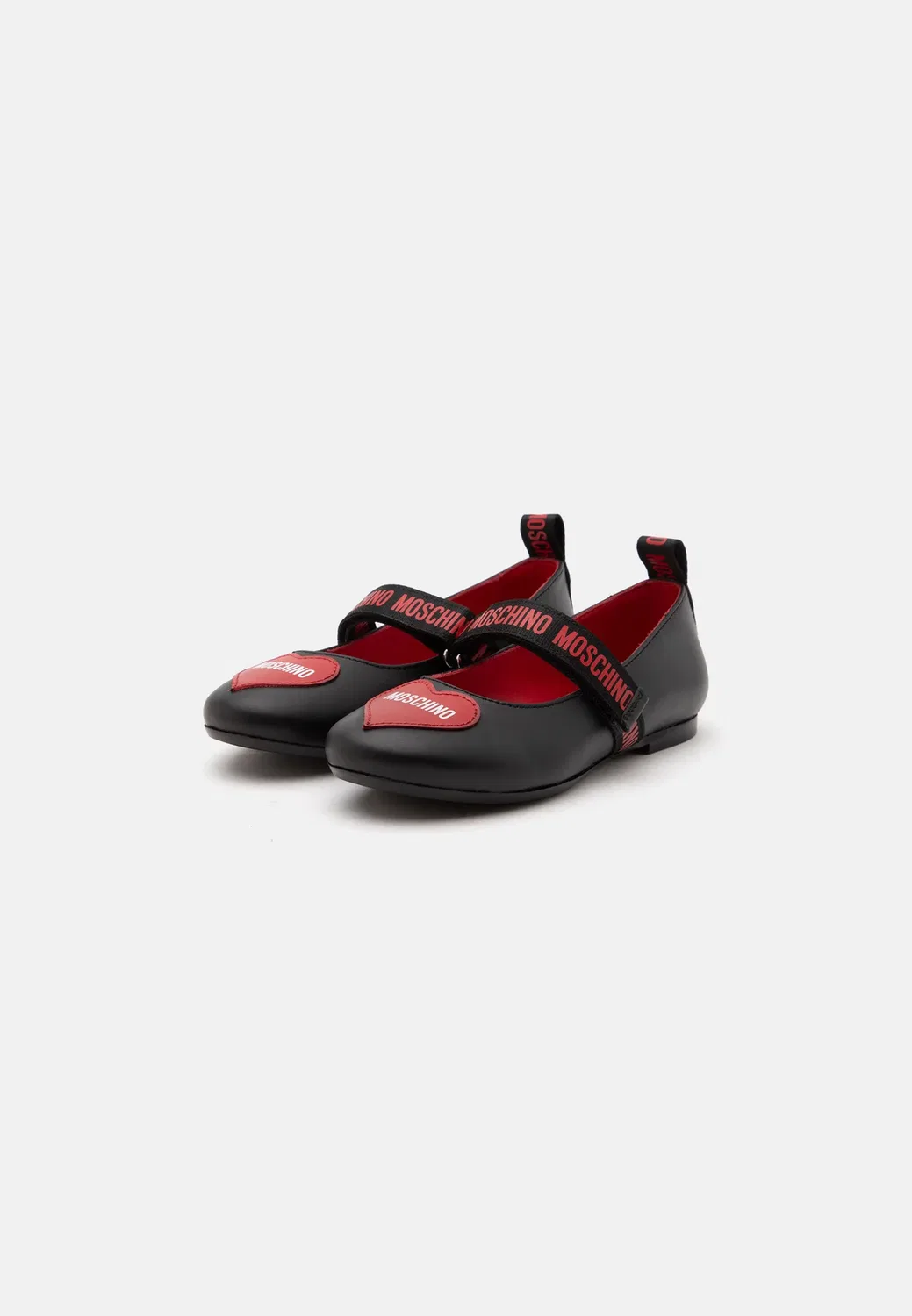 Балетки с ремешком на щиколотке Moschino, Black/Red — фото 4