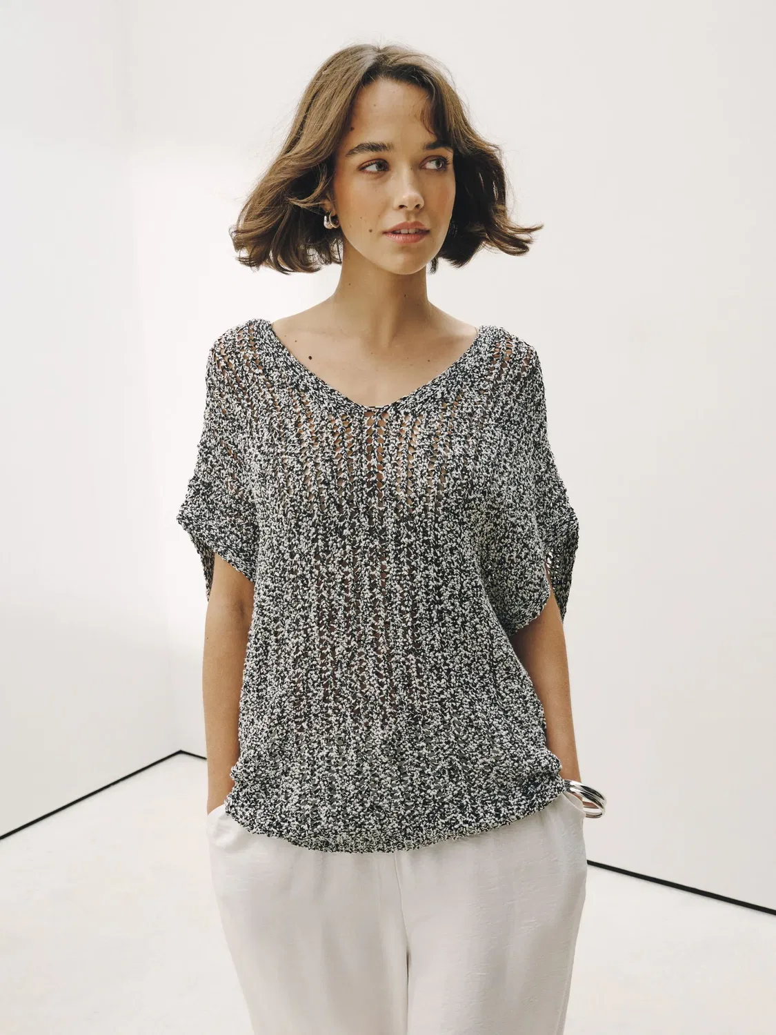 Пляжная накидка, кружевная вязка, Neutral Crochet Cover Up Next, нейтральный