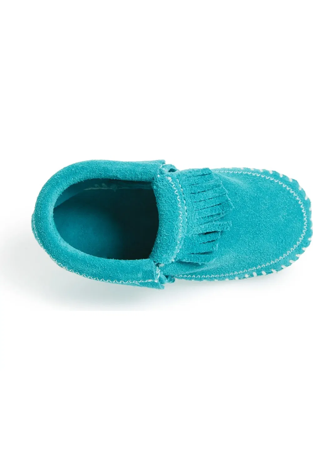 Детские ботинки мокасины с бахромой Riley Minnetonka, бирюзовый — фото 3