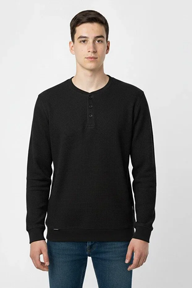 Детская толстовка с принтом Seasonal Button Detailed Bawelna Fabric Long Sleeve Newkids, Black — фото 2