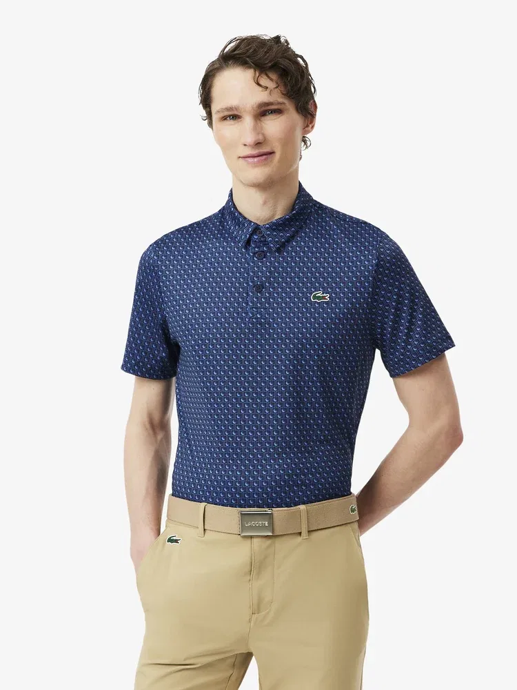 Футболка поло Lacoste AOP, с принтом, темно-синий