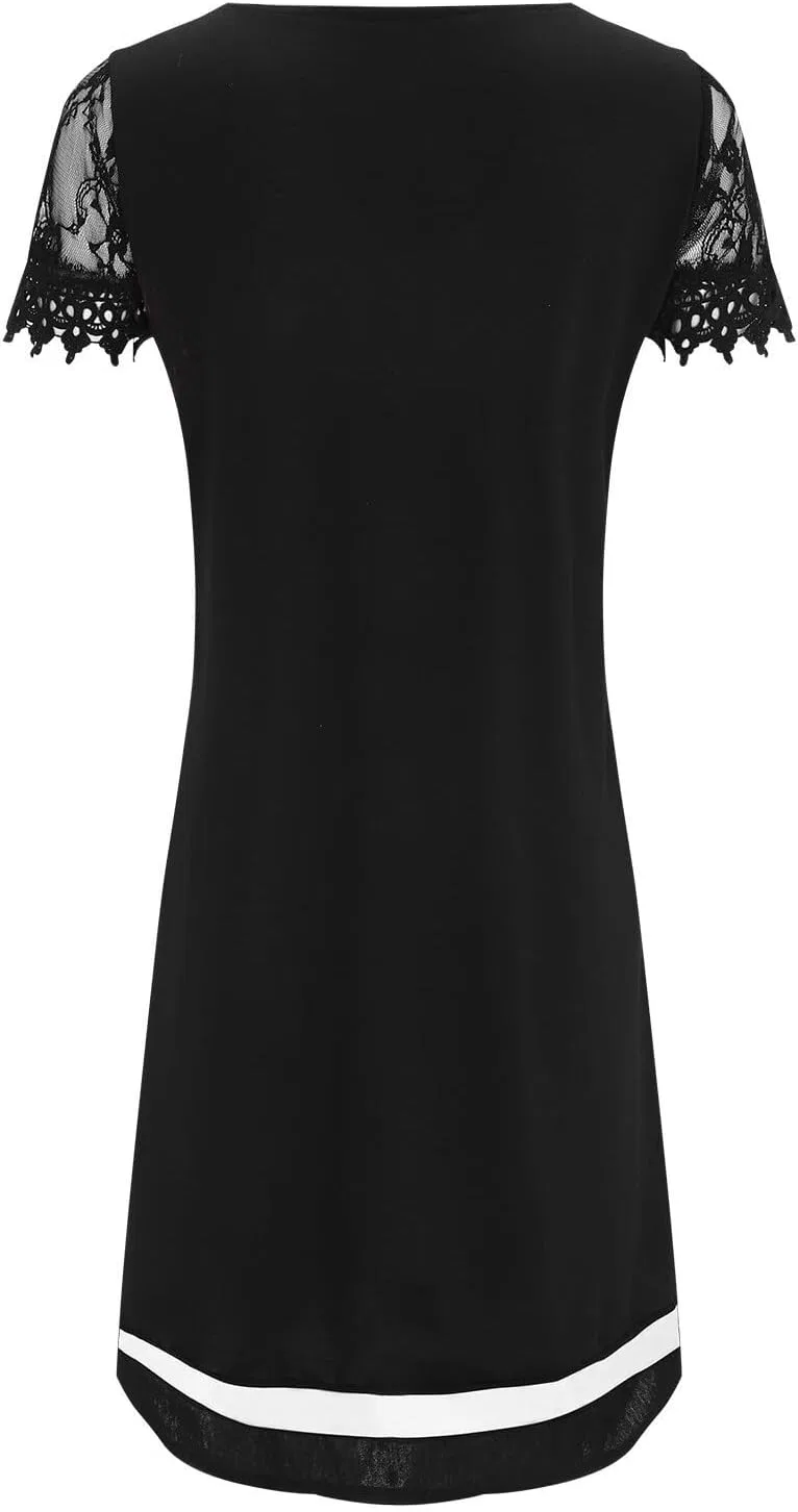 Женское платье с V-образным вырезом и кружевом Plus Size, Black — фото 4