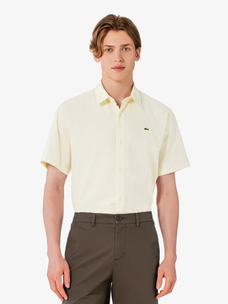 Рубашка с коротким рукавом Chambray LACOSTE, Ivory