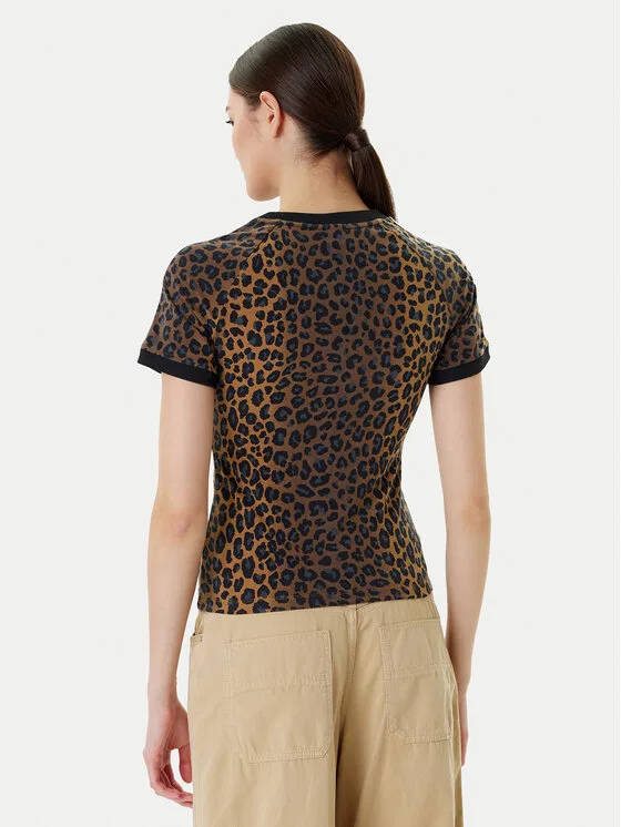 Футболка slim fit Leopard Cali Adidas, коричневый — фото 3