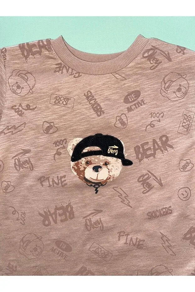 Детская футболка с принтом Teddy bear t-shirt Elefantejr, Brown — фото 4