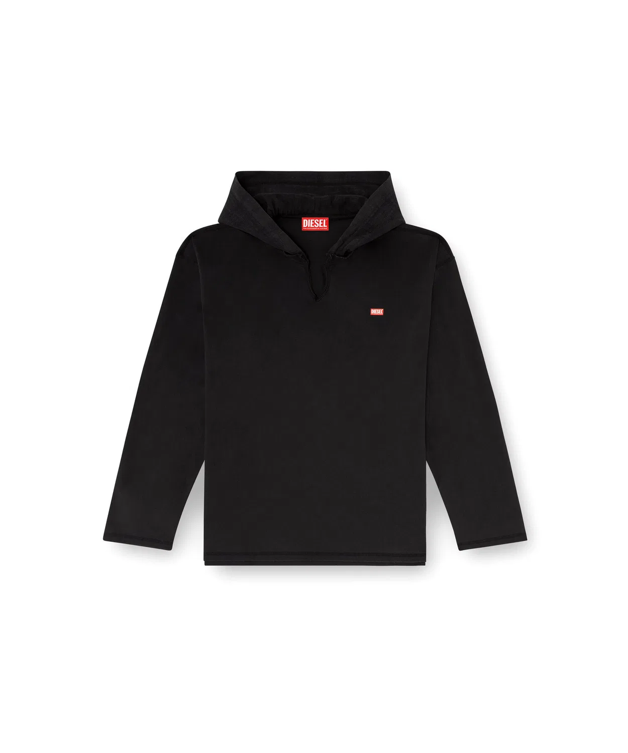 Мужская футболка с капюшоном и длинным рукавом T-BOXT-LS-HOOD-CHECK DIESEL, Black — фото 4