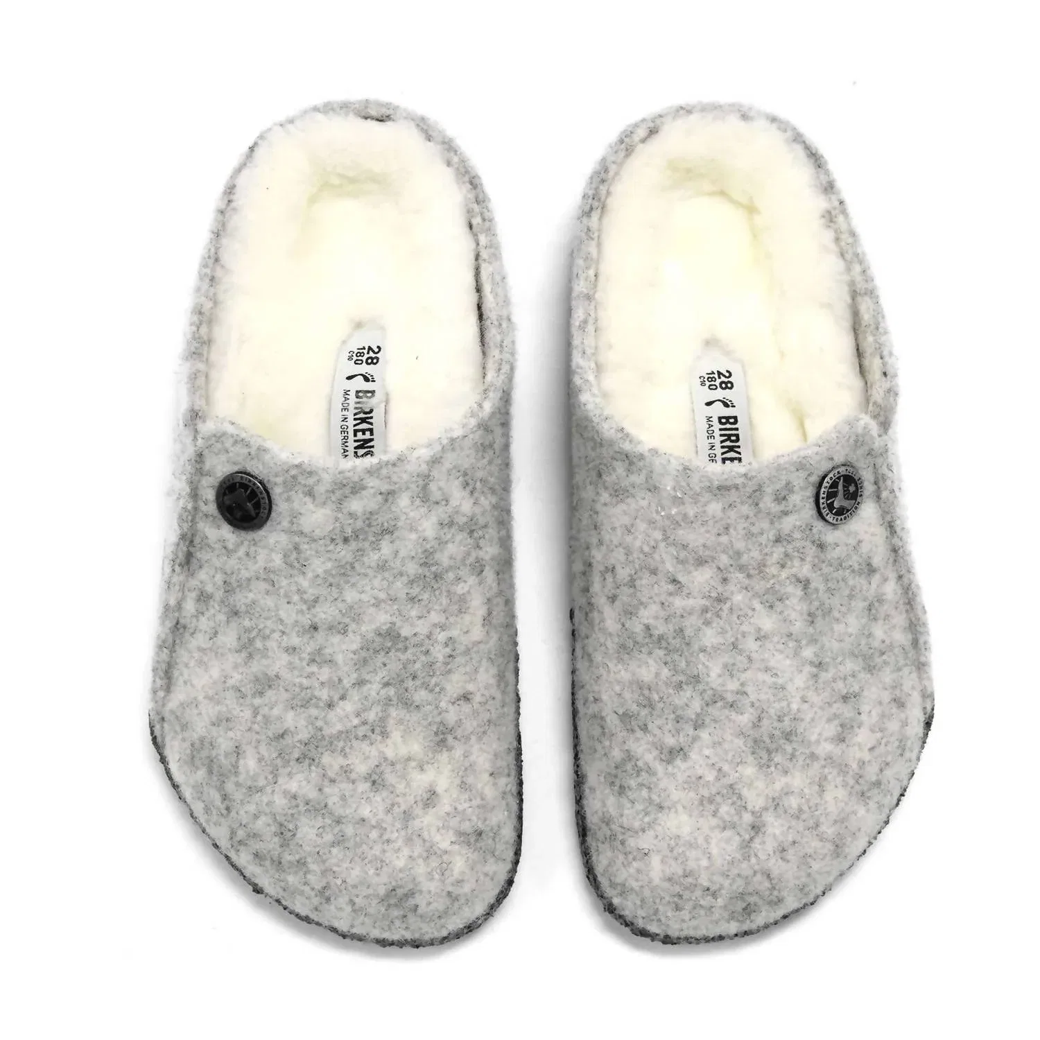 Детские домашние тапочки-клоги на войлочной подошве Zermatt Rivet Kids Comfort Clogs Birkenstock, Light Grey — фото 3