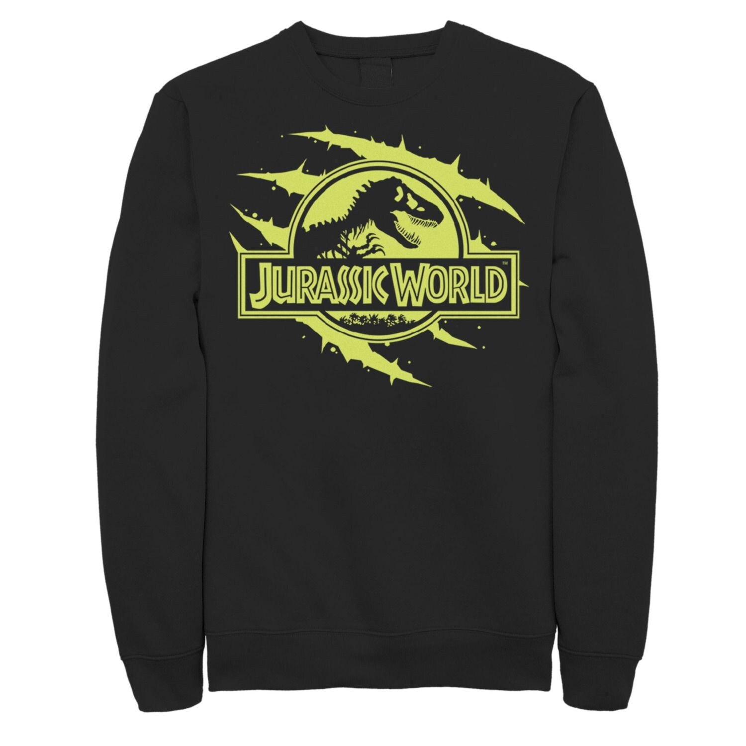 

Мужской флисовый пуловер с графическим логотипом Jurassic World Neon Slash T-Rex Fossil Logo Licensed Character, черный