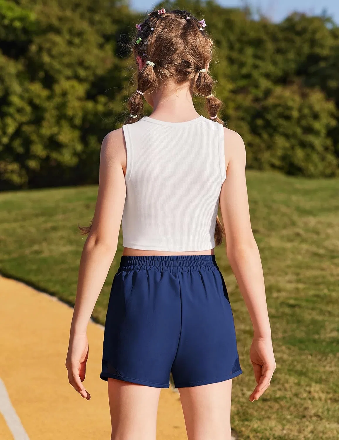 Детские шорты для бега с карманами на молнии Zaclotre, Navy Blue — фото 3