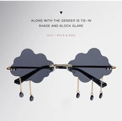 

Солнцезащитные очки 2027 года: ретро, ​​безободковые, в стиле стимпанк, забавные, в форме облаков, с защитой от УФ-излучения UV400 MTZJH, Gold Dark Blue C4