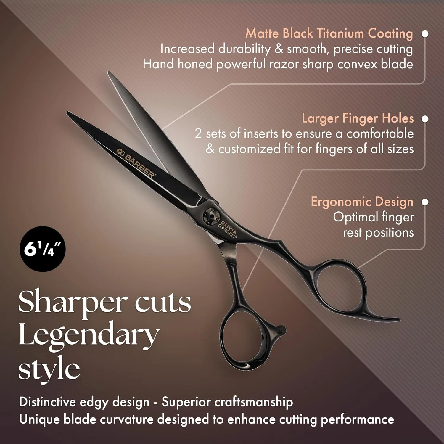 Набор для начинающих парикмахеров Olivia Garden Barber Shears Intro Kit включает профессиональные ножницы для стрижки волос, филировочную машинку, футляр и аксессуары. 15,9 см — фото 3