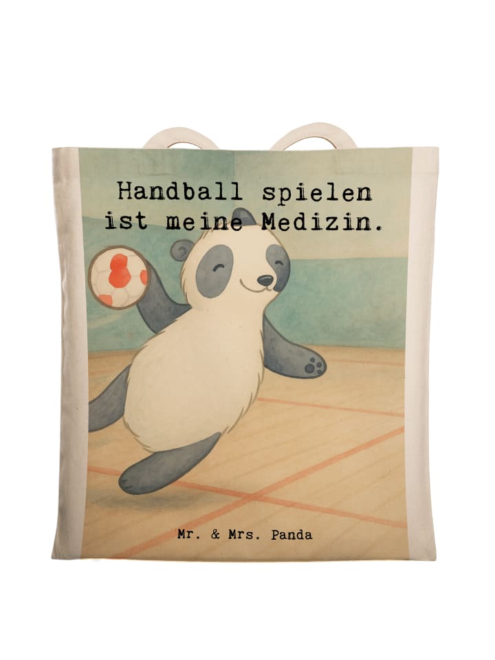 

Mr. & Mrs. Panda Хлопковая сумка с изображением панды, играющей в гандбол... белого цвета