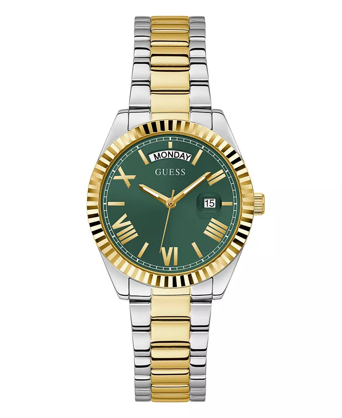 

Женские двухцветные наручные часы из нержавеющей стали с индикацией дня и даты, 36 мм GUESS