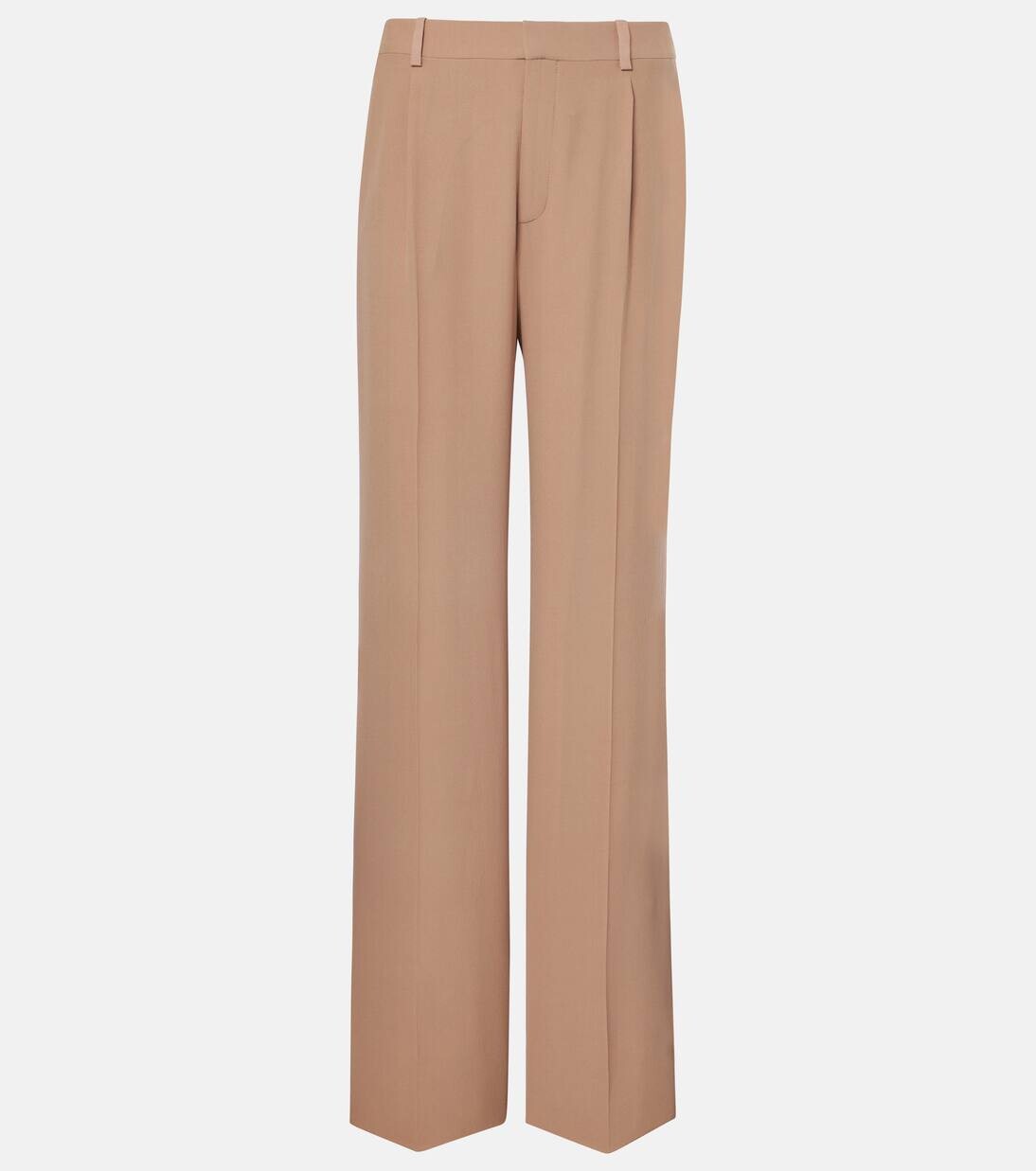 

Широкие брюки из шелкового крепа Saint Laurent, цвет cappuccino