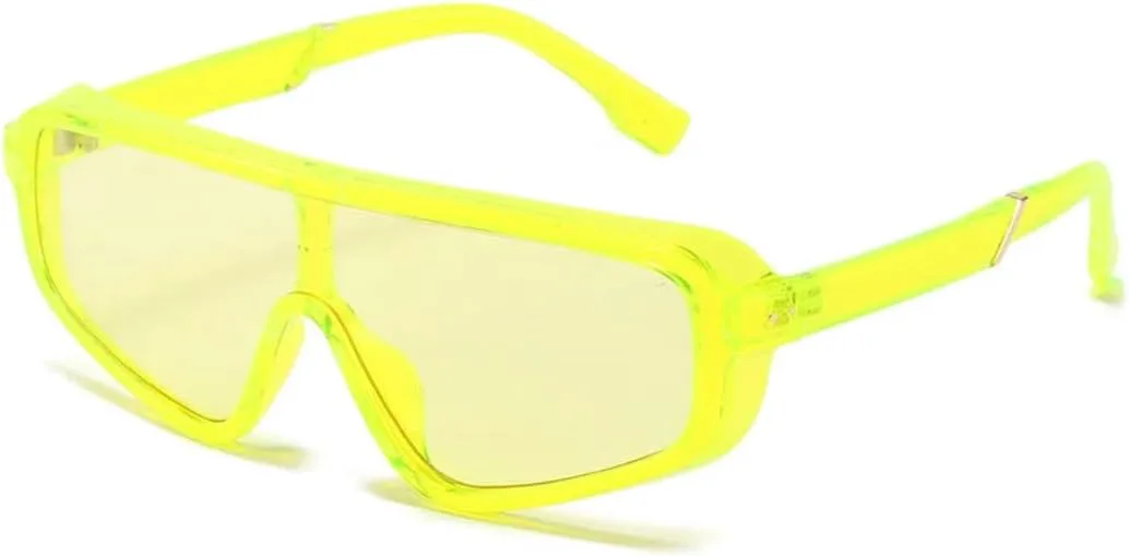 

Винтажные панк-солнцезащитные очки для мужчин и женщин, модные цельные солнцезащитные очки для женщин, ретро-очки коричневого цвета VRTRFFTR, Green-yellow