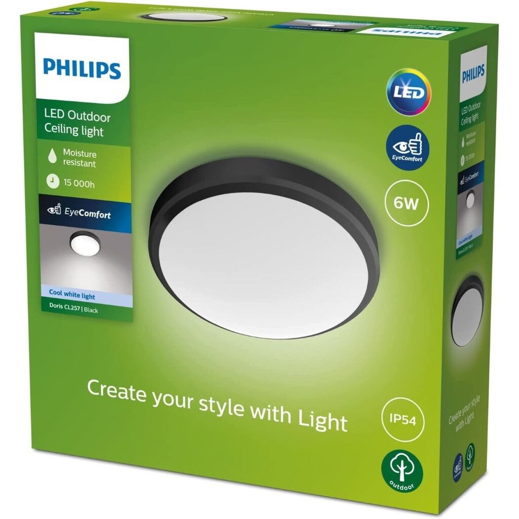 

Philips Outdoor LED потолочный светильник настенный светильник Doris Холодный белый свет 6 Вт IP54, серый