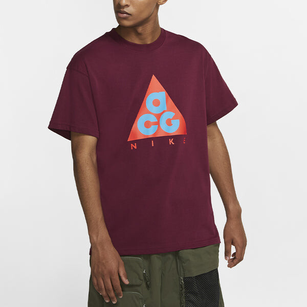 Футболка acg series classic logo printing casual short sleeve red dark red Nike, красный — фото 3