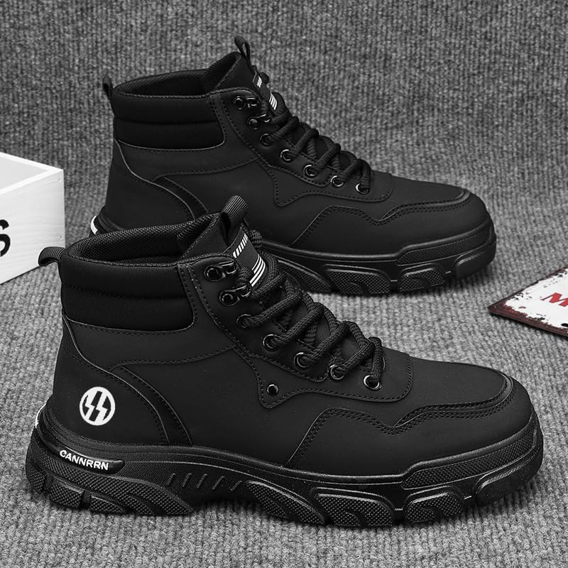 Мужские походные ботинки на шнуровке, Botas Deportivas Para Hombre, высокие ботильоны, модная, стильная, повседневная, удобная обувь для прогулок на открытом воздухе, легкая, дышащая Lokolucx, черный — фото 4