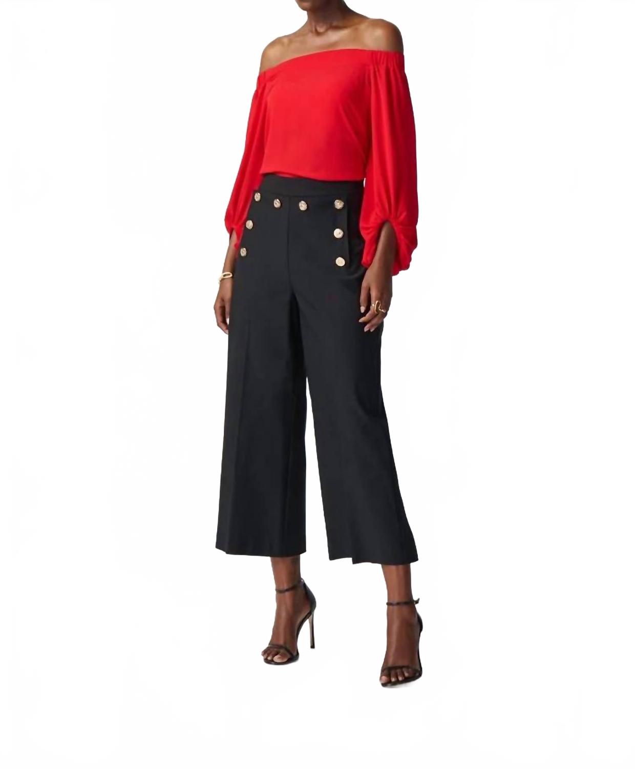 

Брюки-кюлоты Millennium с золотыми пуговицами в черном цвете Joseph Ribkoff