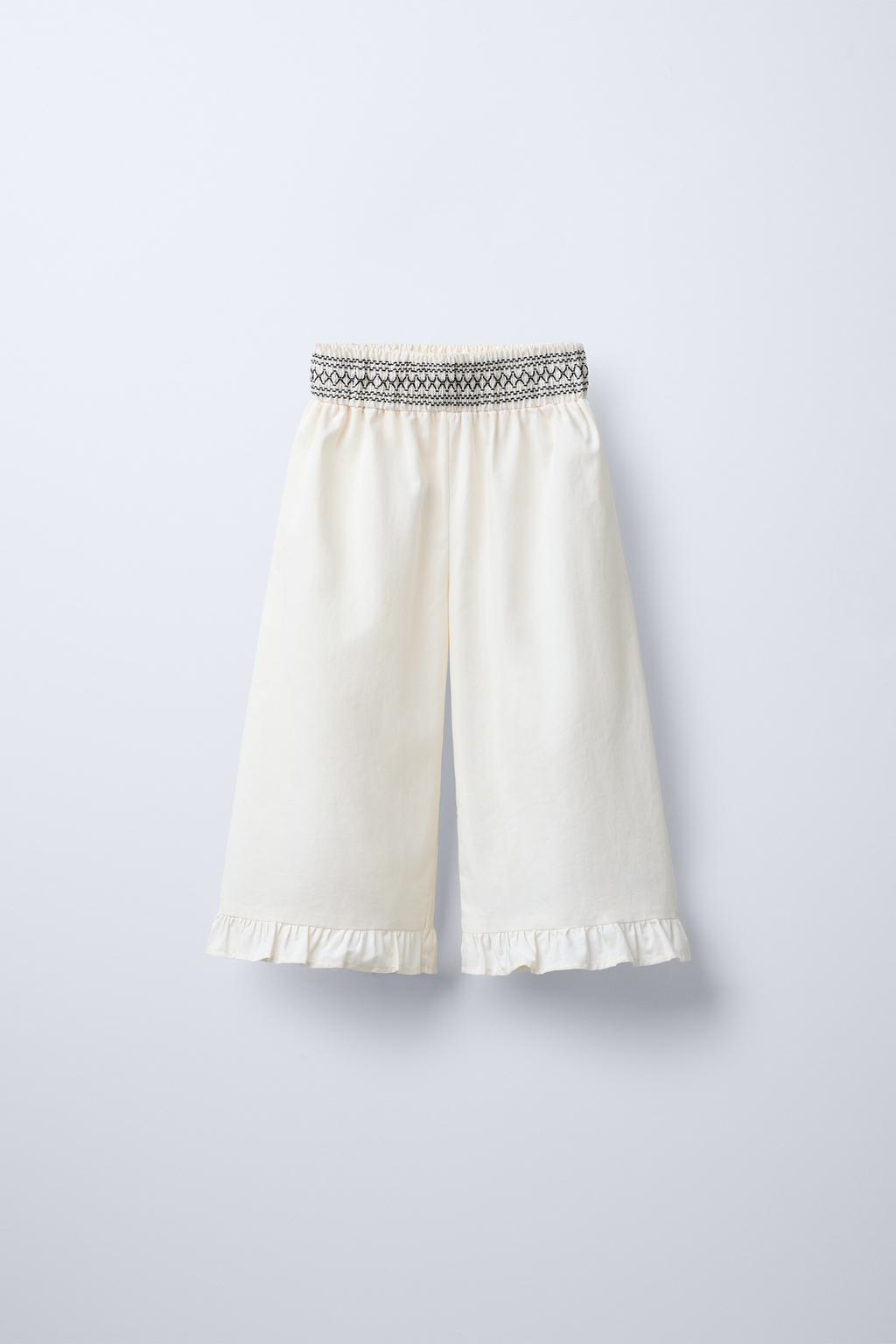 

Брюки с оборками ZARA, экрю