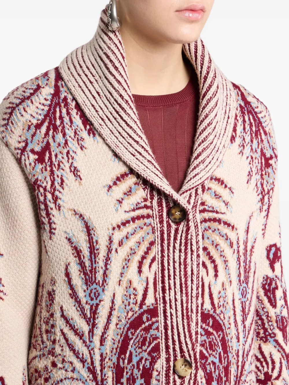 Жаккардовое пальто с цветочным узором ETRO, красный — фото 4
