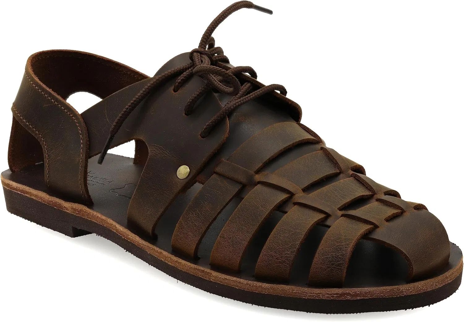 Сандалии из натуральной кожи на шнуровке, Dark Brown EMMANUELA handcrafted for you