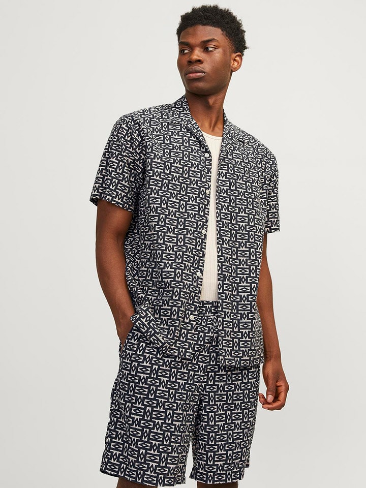 

Рубашка Jack & Jones, цвет dunkelblau/weiß