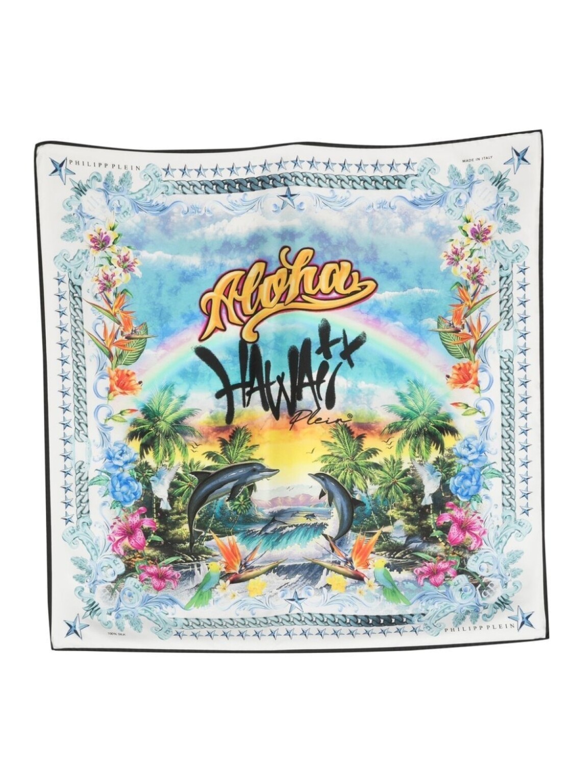 

Philipp Plein шелковый платок с принтом Hawaii, белый