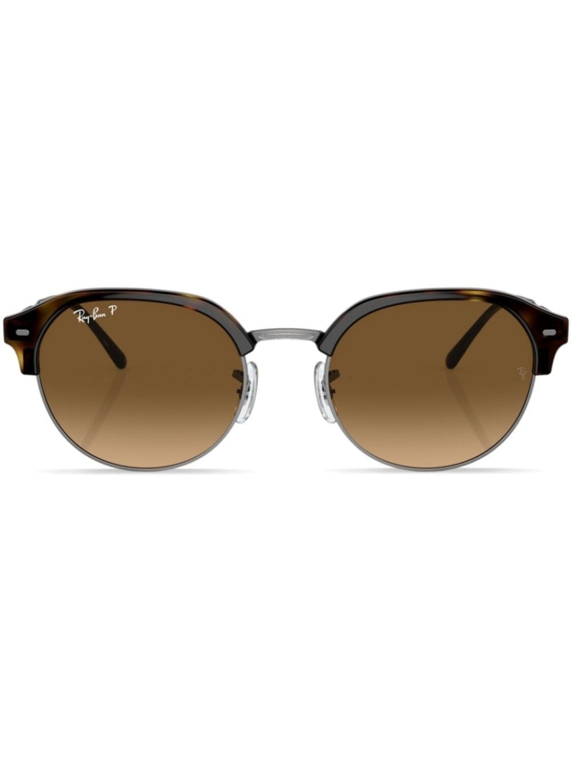 

Ray-Ban logo-print round-frame sunglasses, коричневый