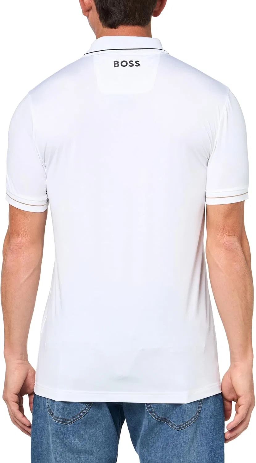 Поло BOSS Paul Pro Performance, белый, Regular Fit — фото 2