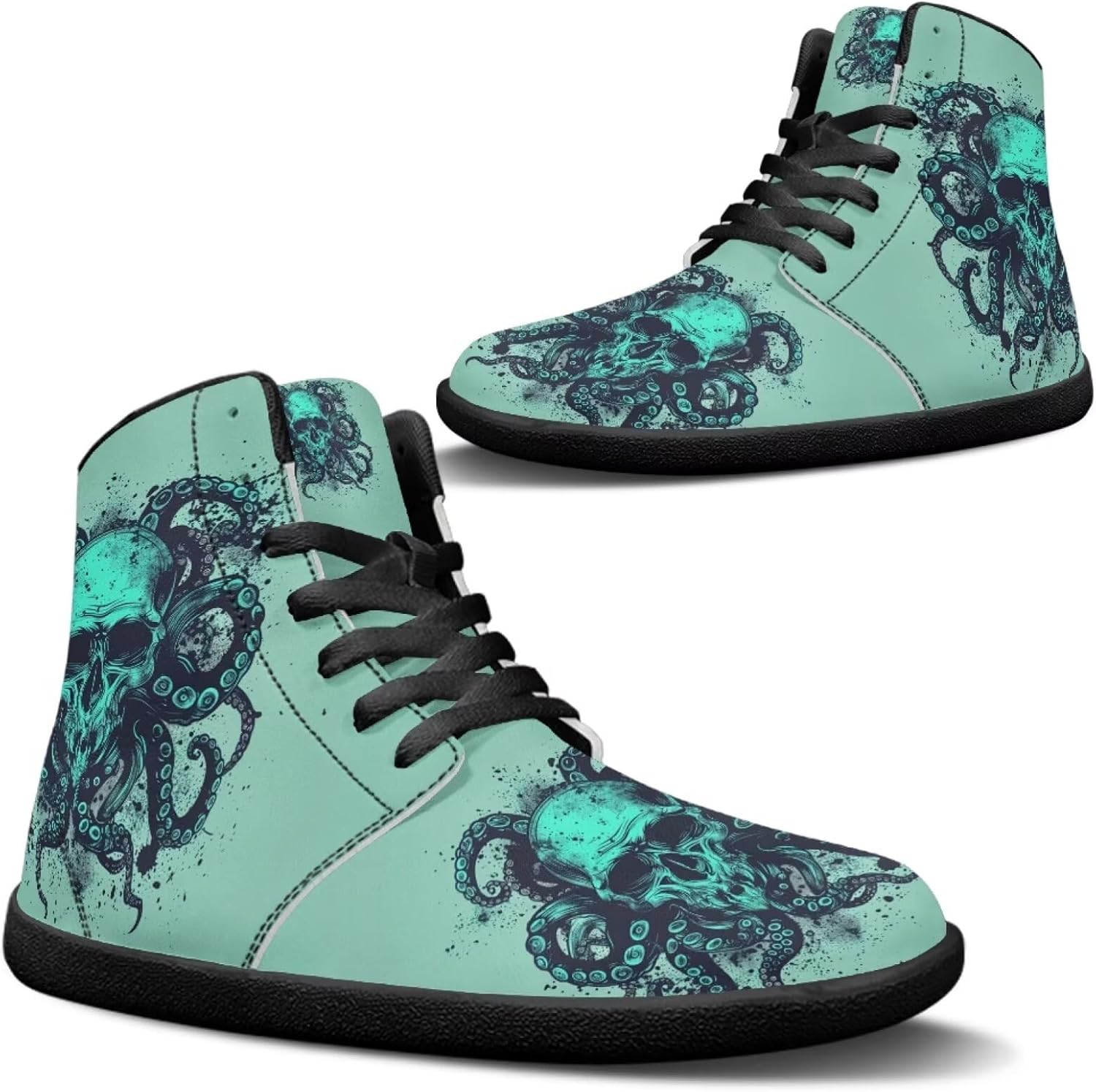

Кроссовки Jeiento Skull High Top для мужчин с эффектом босоного бега, дышащие, Octopus Skull Monster